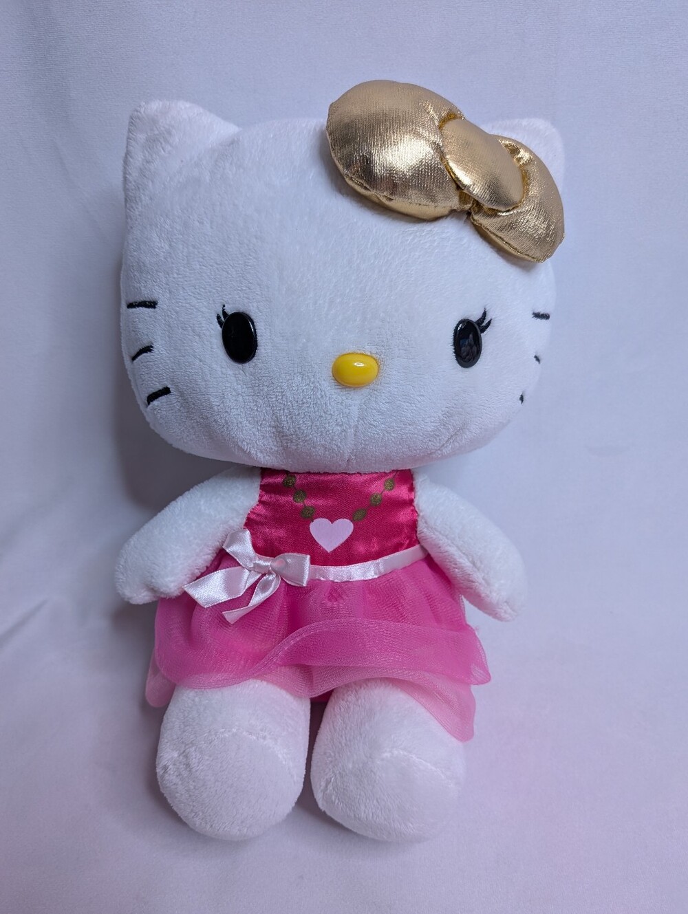 Sanrio Hello Kitty Plush pink tutu dress metallic gold bow Stuffed Animal 2013